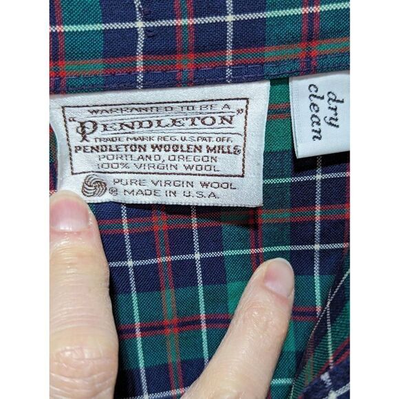 Pendleton Women's 16 Green Plaid Summer Weight Wool Pleated Skirt - Picture 3 of 5